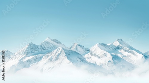 Snow-Capped Mountains Against a Clear Blue Sky