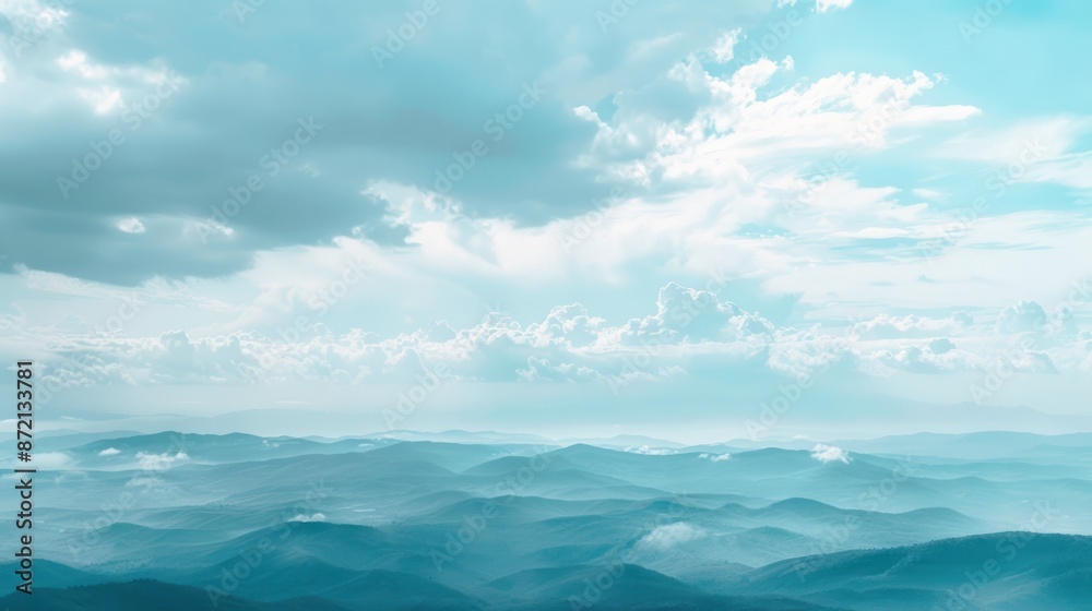 Mountains and Clouds in a Serene Blue Sky Mountains and Clouds in a Serene Blue Sky