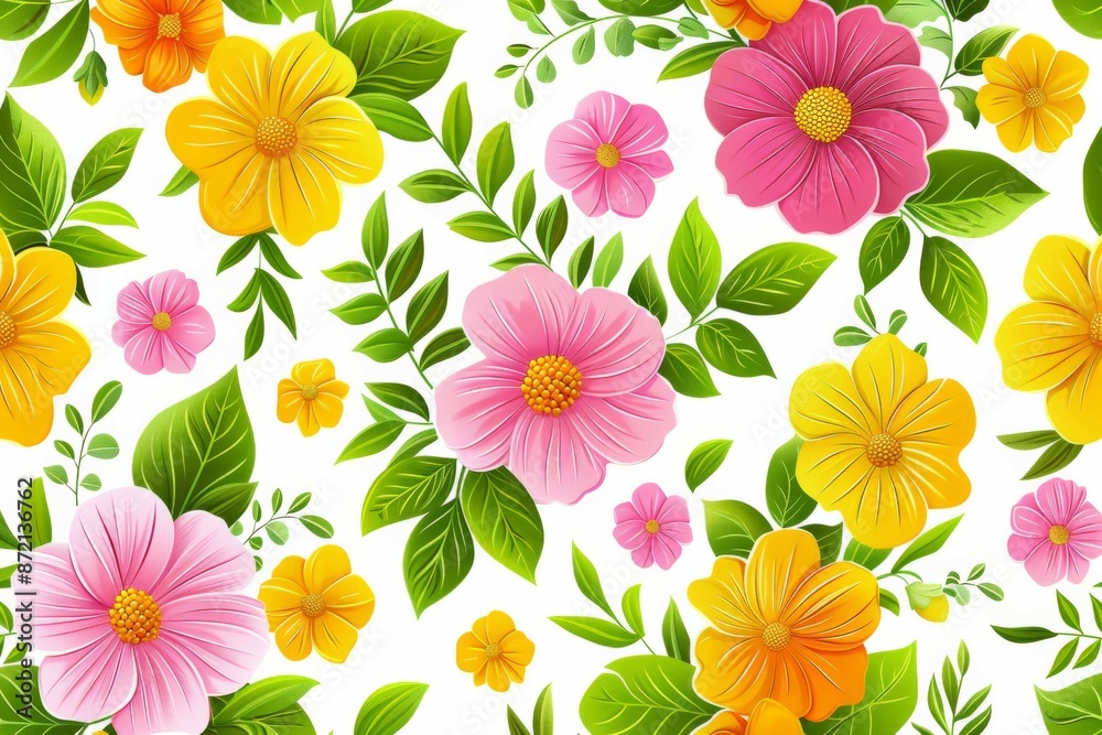 Fototapeta premium Vibrant Floral Pattern with Greenery