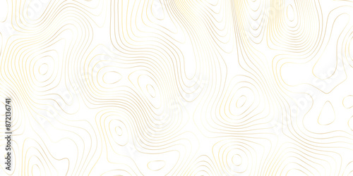 Abstract background wavy topographic line map. Contour geography map grid abstract backdrop. Seamless pattern and banner design. Modern and dynamic feel to topographic mapping vector illustration.	