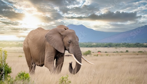 elephant in the grasslands of the game reserve in Southern Africa , generated by AI. High quality photo