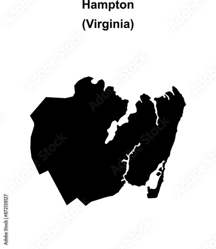 Hampton County (Virginia) blank outline map