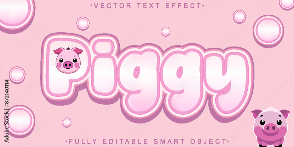 Cute Pink Piggy Kawaii Soft Vector Fully Editable Smart Object Text Effect Cute Pink Piggy Kawaii Soft Vector Fully Editable Smart Object Text Effect