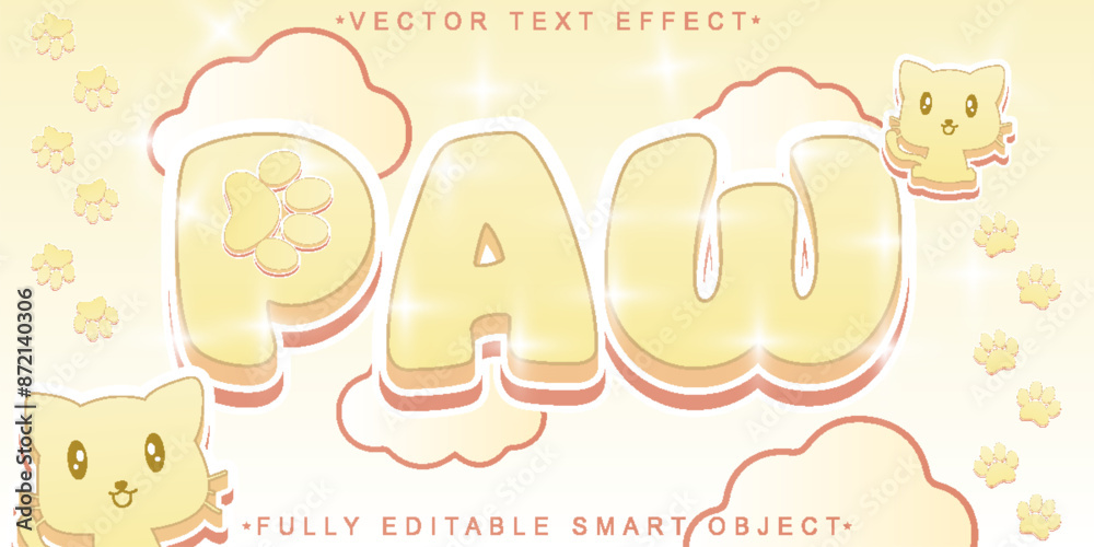 Cute Paw Cream Kawaii Soft Vector Fully Editable Smart Object Text Effect Cute Paw Cream Kawaii Soft Vector Fully Editable Smart Object Text Effect