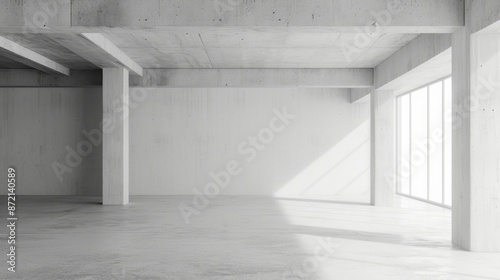 Empty white concrete room background