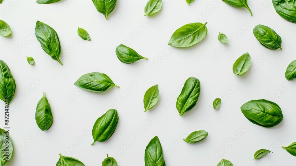 Basil leaves on white background Basil leaves on white background