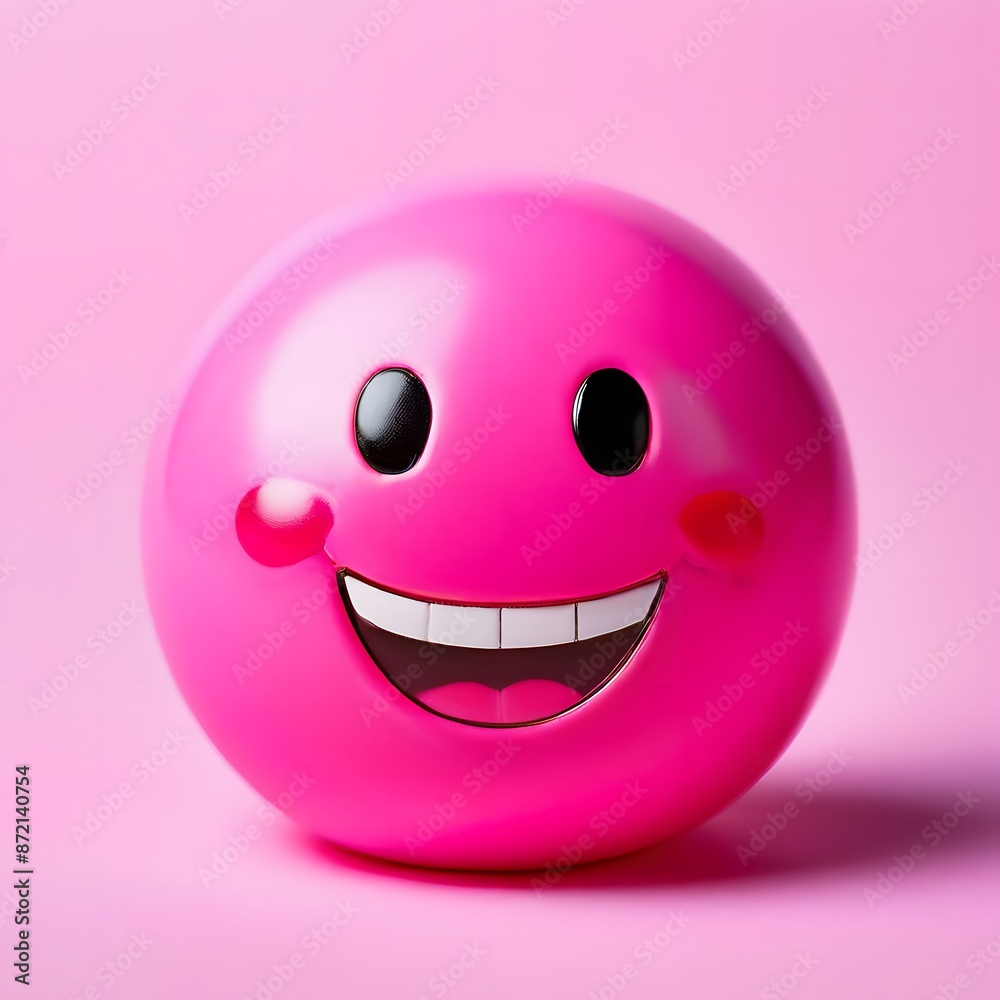 Fototapeta premium 3D Pink happy smiley face