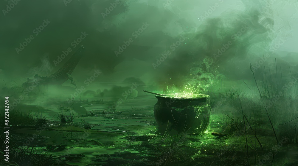 Fototapeta premium a green pot with a green liquid in it
