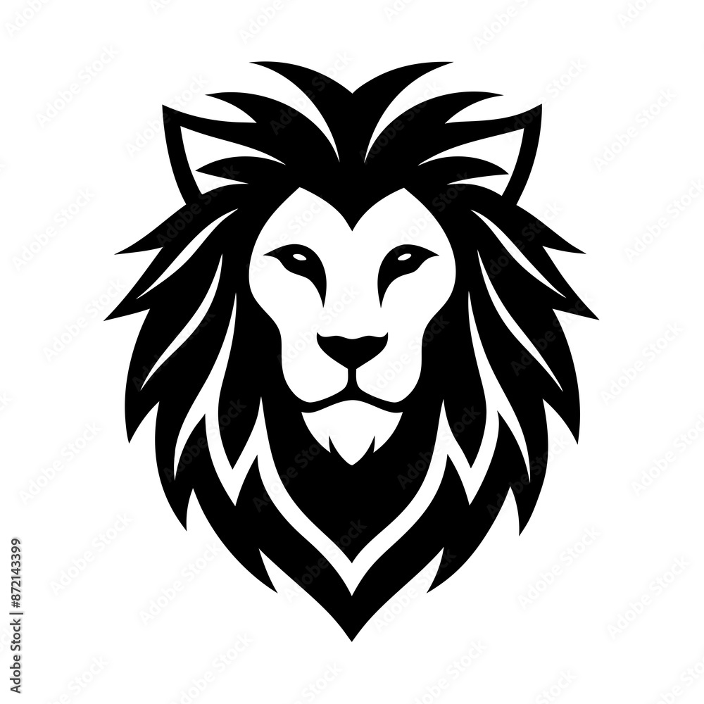 Abstract lion face logo black and white silhouette vector illustration Abstract lion face logo black and white silhouette vector illustration