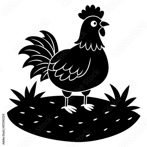Frizzle Chicken silhouette vector illustration