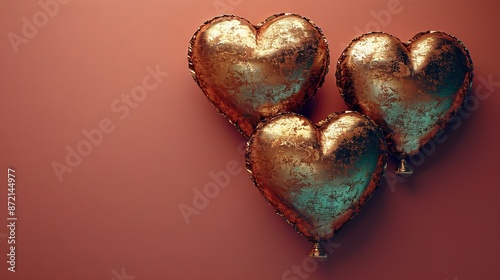  A couple of heart-shaped cookies rest on a pink countertop, beside a cupcake on a plate