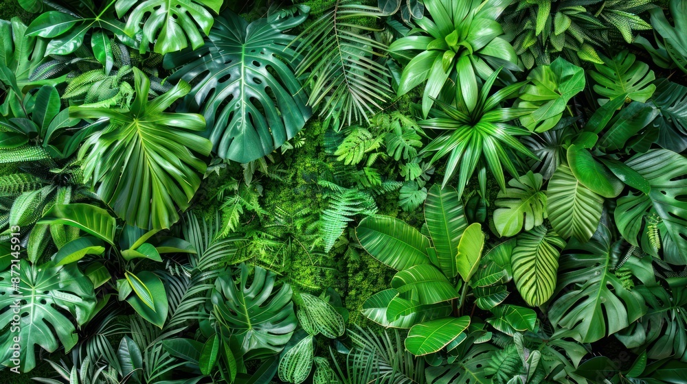 Tropical Green Leaves Wall Tropical Green Leaves Wall