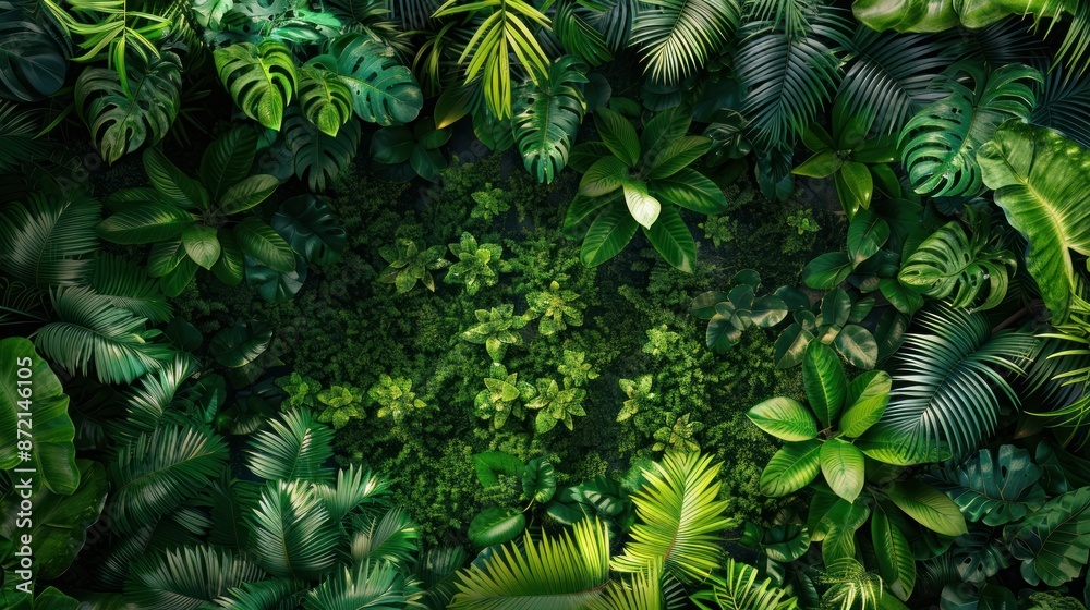 Fototapeta premium Tropical Green Foliage Pattern
