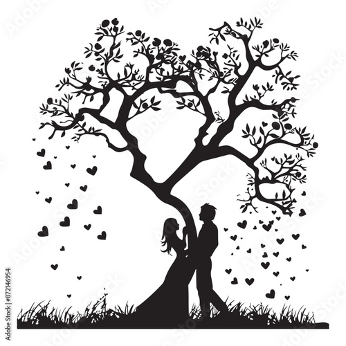 Heart Tree Silhouette Vector