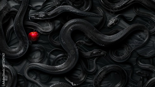 Plakat snakes and apple background