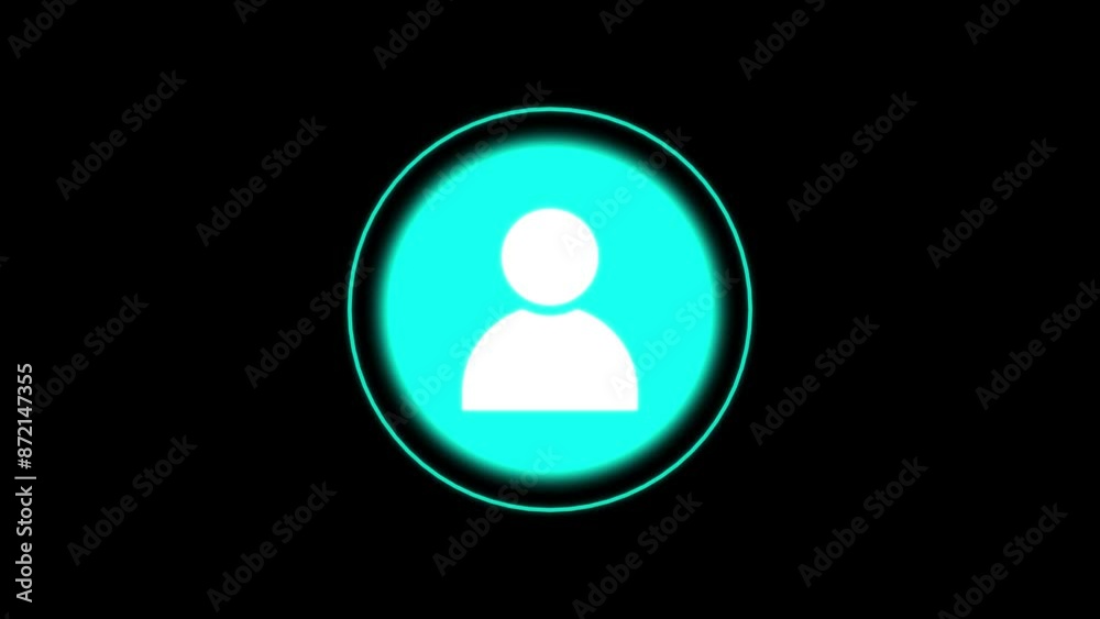 Man profile icon. Glowing person sign, outline round avatar pictogram in vivid color. Man profile icon. Glowing person sign, outline round avatar pictogram in vivid color.