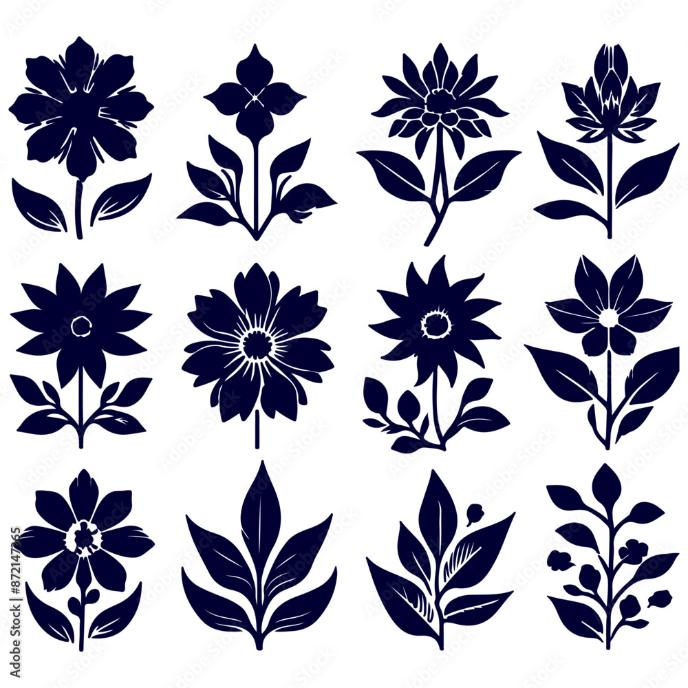 Creative Botanical set with flowers Design Creative Botanical set with flowers Design