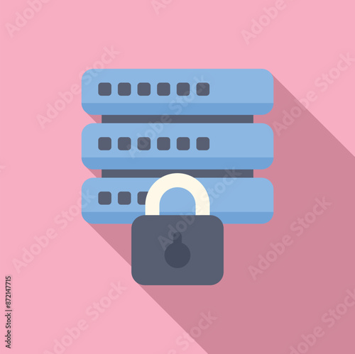 Secure server database protecting important information with a lock symbol, ensuring data privacy and security