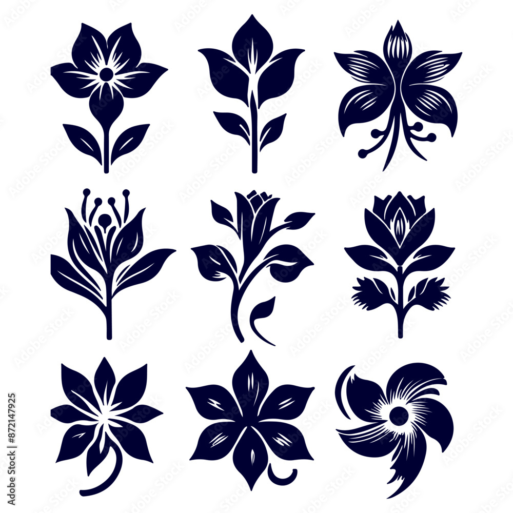 Creative Botanical set with flowers Design Creative Botanical set with flowers Design