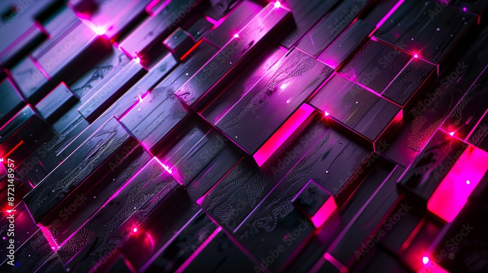A dark background with pink lights. A dark background with pink lights.