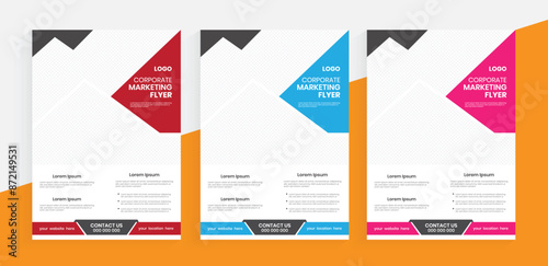Corporate business marketing a4 flyer design, one-page print case study flier template, advertising promotional leaflet design, publication handout layout.