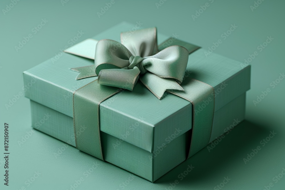 Obraz premium light green gift box with no wrinkles is against the background. 
