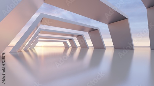 Fototapeta Naklejka Na Ścianę i Meble -  Architecture background geometric arched interior 3d render