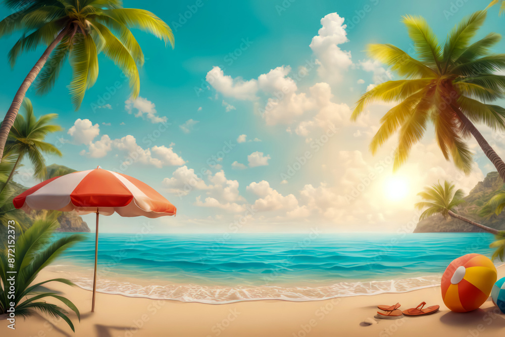 summer beach like paradise landscape banner design concept summer beach like paradise landscape banner design concept