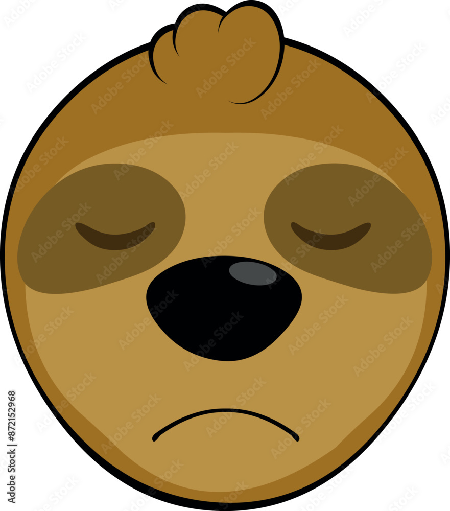 Fototapeta premium vector illustration face bear sloth character animal cartoon, with a sadness and regret expression
