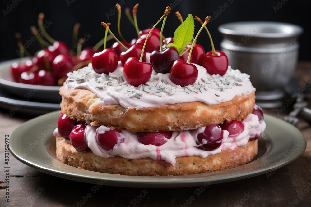 Delicious holiday cake with berries decorations Delicious holiday cake with berries decorations