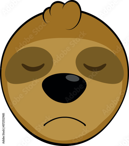 vector illustration face bear sloth character animal cartoon, with a sadness and regret expression