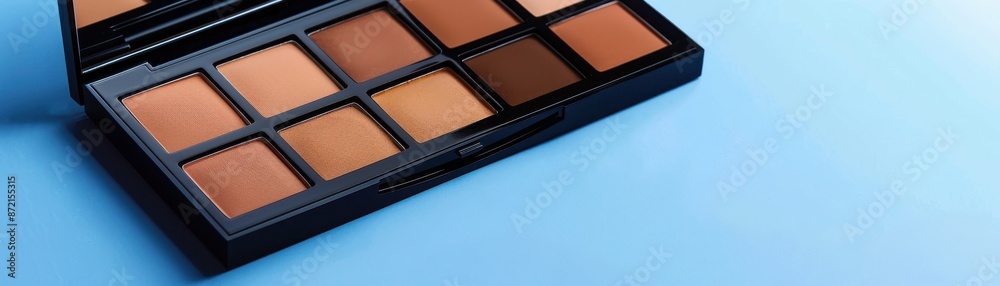 Elegant contour palette with mirror, precise shades, slender and uplifted face, facial contouring beauty Elegant contour palette with mirror, precise shades, slender and uplifted face, facial contouring beauty