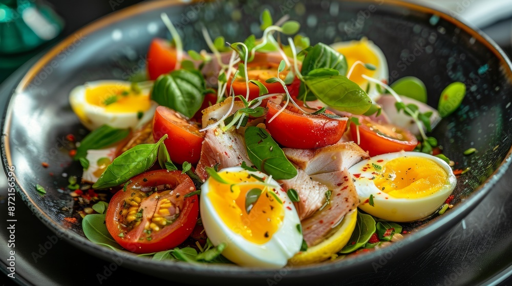 French cuisine. Nicoise salad with basil. French cuisine. Nicoise salad with basil.