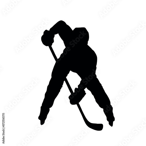 SILHOUETTE OF HOCKEY SKATER DEFENDING