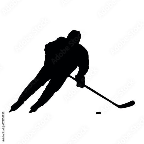 SILHOUETTE OF HOCKEY SKATER CHASING THE PUCK