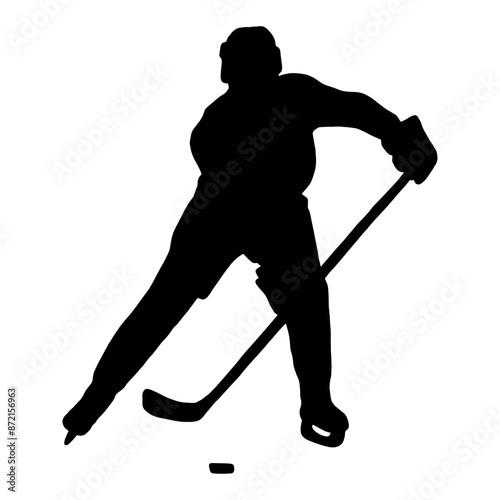 SILHOUETTE OF HOCKEY PLAYER ATTACKING
