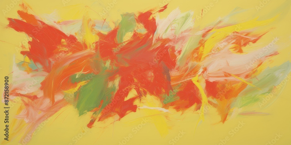 Fototapeta premium Abstract Surreal Colorful Forest Oil Painting on Yellow Background