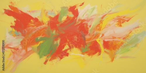 Abstract Surreal Colorful Forest Oil Painting on Yellow Background