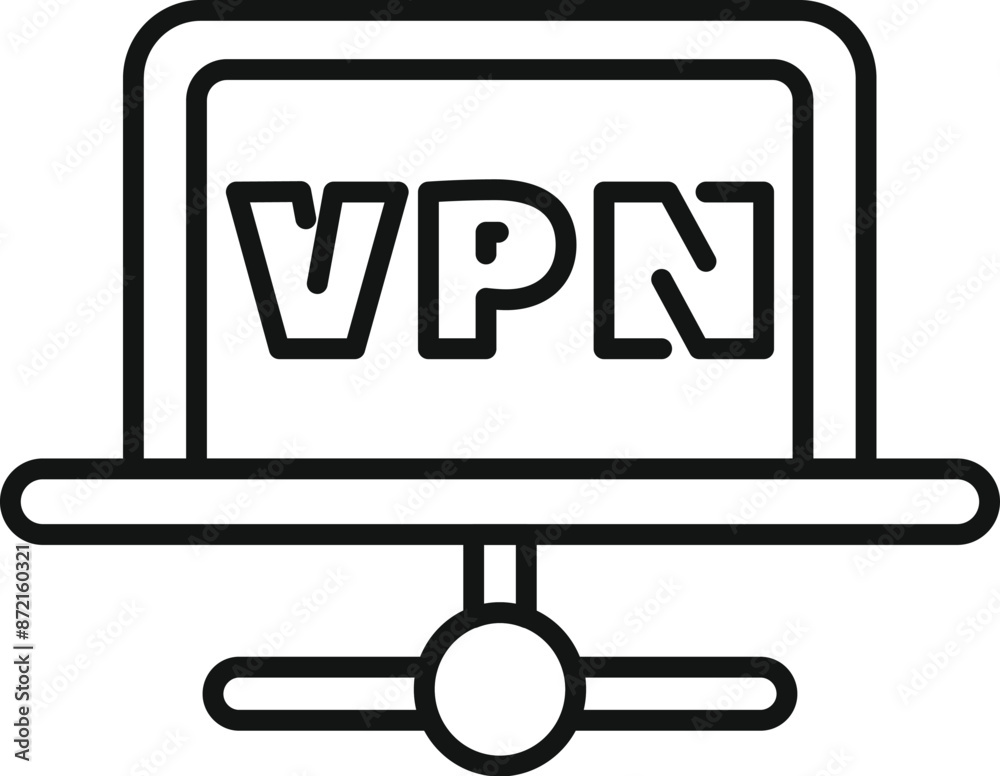Laptop connecting to the internet through a vpn server, ensuring online privacy and security Laptop connecting to the internet through a vpn server, ensuring online privacy and security