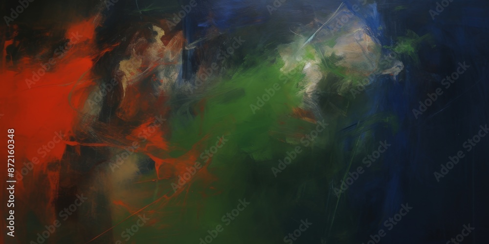 Abstract Surreal Colorful Painting with Bold Red, Green, and Blue Tones Abstract Surreal Colorful Painting with Bold Red, Green, and Blue Tones
