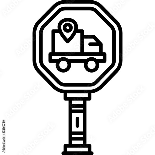 Truck Route Sign Icon