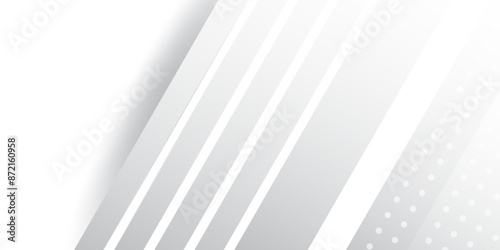 Decorative shiny white color stripes geometric shapes banner.