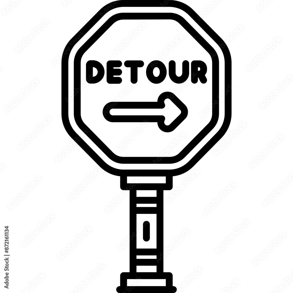 Detour Ahead Sign Icon