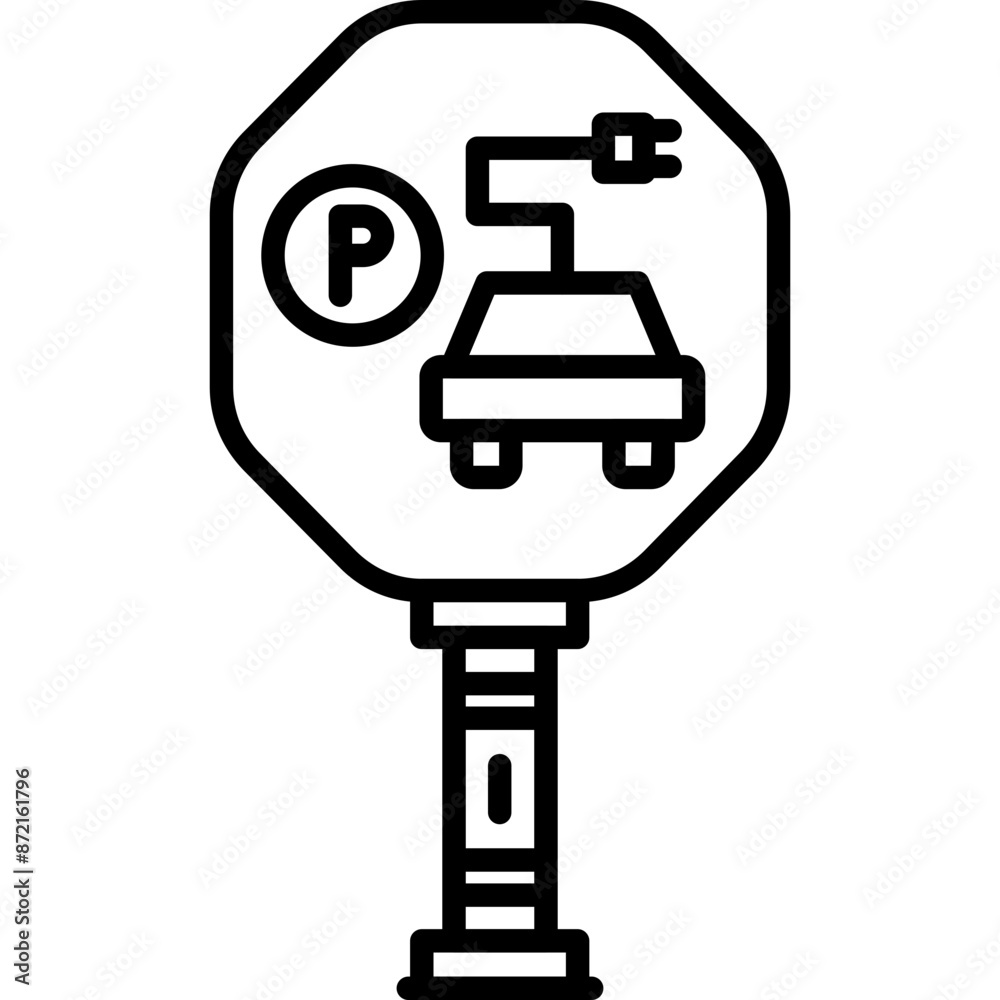 Electric Vehicle Parking Sign Icon Electric Vehicle Parking Sign Icon