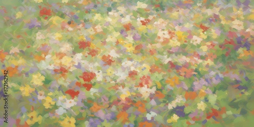 Abstract Surreal Colorful Oil Painting of a Floral Garden