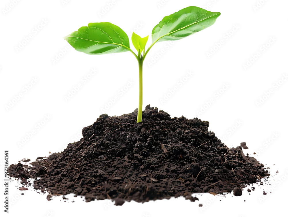 Green Plant Sprouting From Soil - Realistic Image Green Plant Sprouting From Soil - Realistic Image