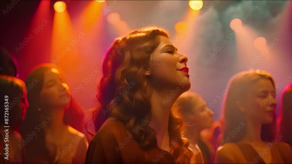 A group of gospel singers from Christianity praising the Lord Jesus Christ. Blessings, harmony, joy, and faith are spread by song. Belief in God and in religion A group of gospel singers from Christianity praising the Lord Jesus Christ. Blessings, harmony, joy, and faith are spread by song. Belief in God and in religion