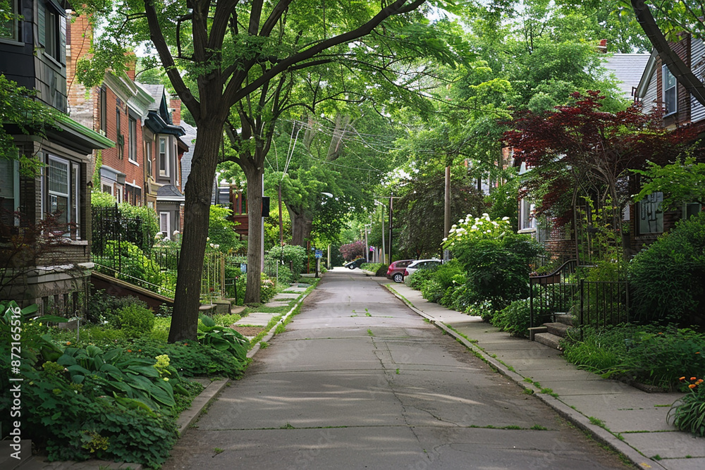 Quiet residential street lined with charming houses and abundant greenery, creating a peaceful, suburban atmosphere perfect for a relaxing stroll. Quiet residential street lined with charming houses and abundant greenery, creating a peaceful, suburban atmosphere perfect for a relaxing stroll.