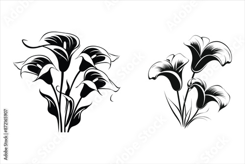 Calla Lilies Flowers Silhouette Bundle