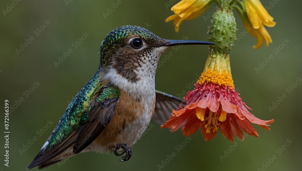 Fototapeta premium A day in the life of a hummingbird, from dawn till dusk ai_generated